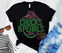 Load image into Gallery viewer, Chucks & Pearls 2024 Rhinestone Election T-Shirts