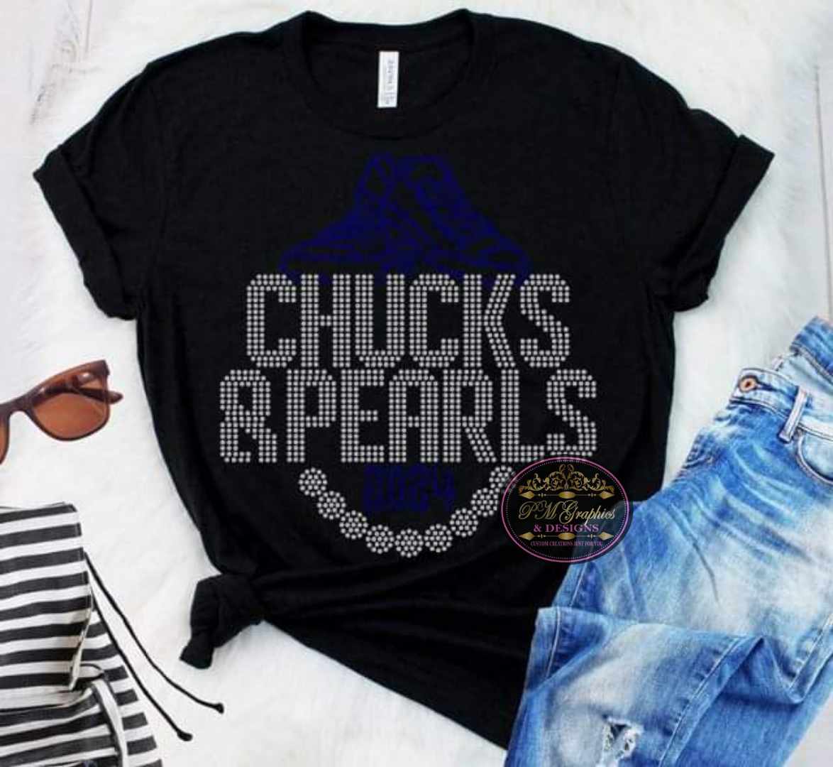 Chucks & Pearls 2024 Rhinestone Election T-Shirts