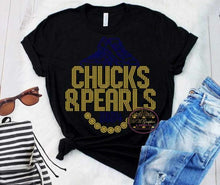 Load image into Gallery viewer, Chucks &amp; Pearls 2024 Rhinestone Election T-Shirts
