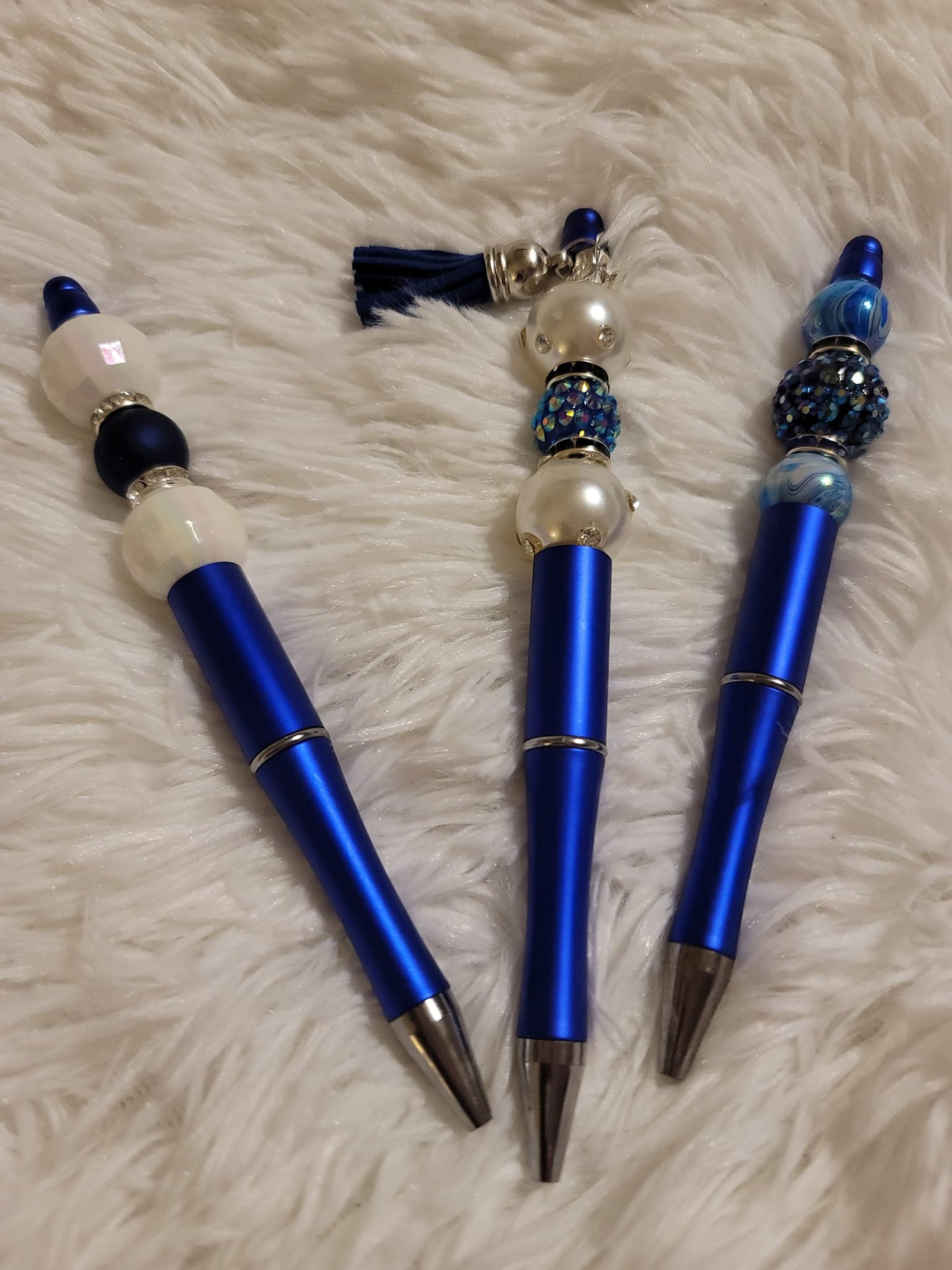 Royal Blue & White Beaded Pen - Various Options