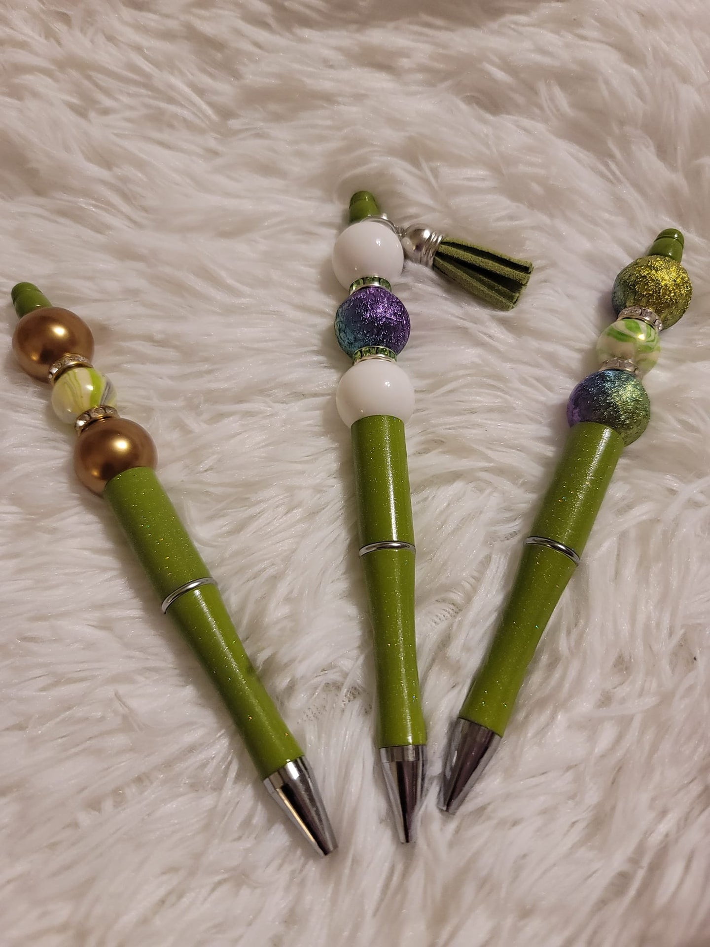 Olive Green Beaded Pen