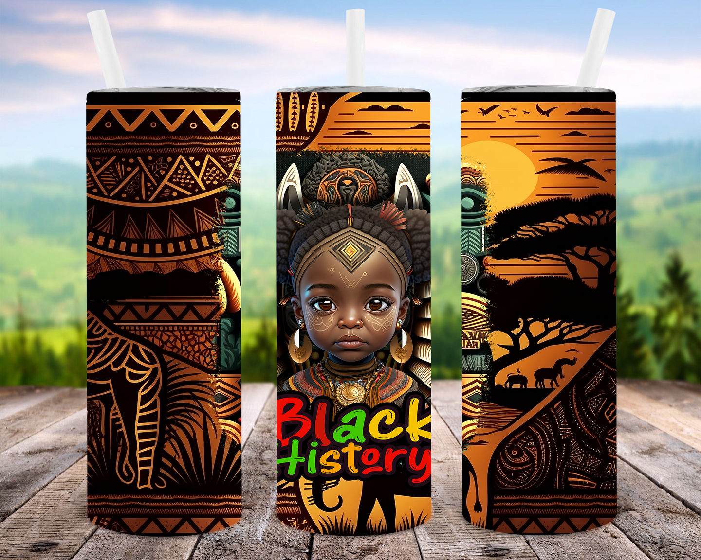 Black History Tumbler Girl 20oz or 30oz - Various Designs