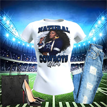 Load image into Gallery viewer, Natural Ladies Team Football T-Shirt - All Teams Available
